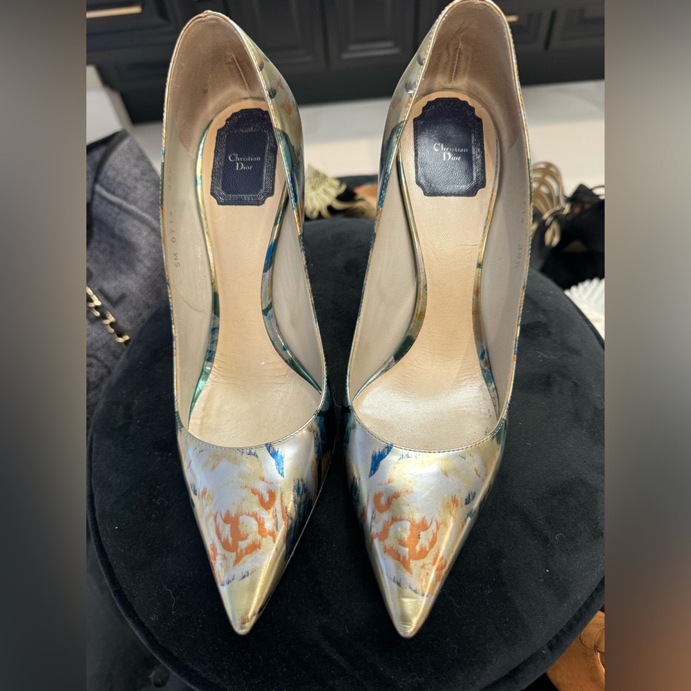 Christian Dior metallic pumps